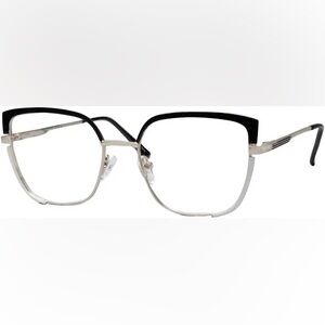 Women’s Enhance Designer Eyeglass Frame 4495 Black/White/Silver 54-18-140